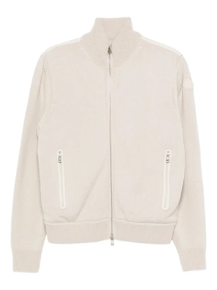 Кардиган из трикотажа Moncler с карманами на молнии  neutrals