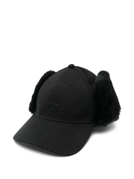 Кепка y-3 с отделкой из искусственного меха, черная