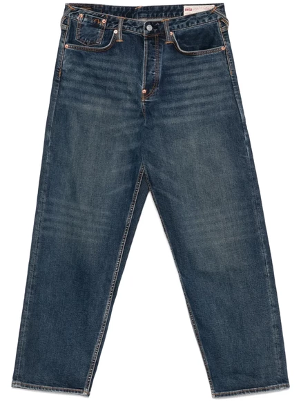 Мужские широкие джинсы Evisu с логотипом, синие