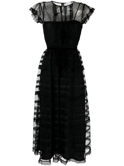 Женское миди-платье Red Valentino Point d'esprit, черное