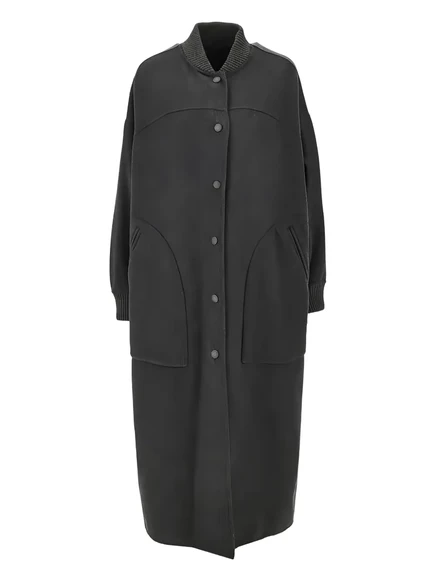 Женская парка Weekend Max Mara с вязаной отделкой, антрацит
