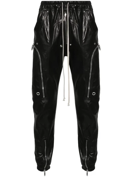 Мужские кожаные брюки-карго Rick Owens Bauhaus, черные