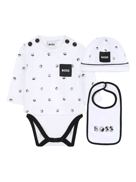 Комплект боди Boss Kidswear с логотипом, белый