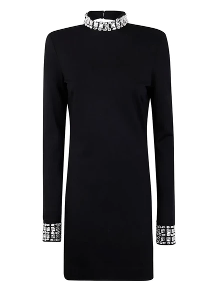 Платье с высоким вырезом, украшенное стразами Blugirl black