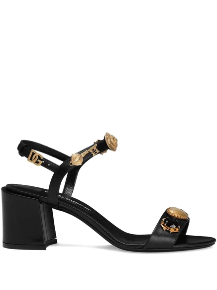 Босоножки Dolce & Gabbana на массивном каблуке 60 мм, украшенные black