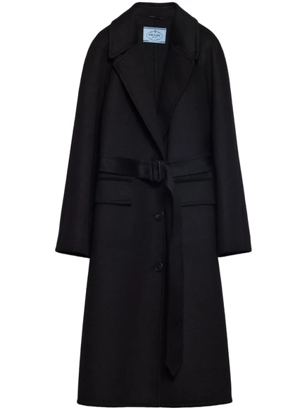 Женское пальто Prada однобортное, черное