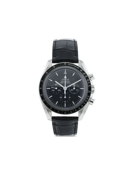 Мужские часы Omega Speedmaster 42 мм 2007 б/у, сталь, кожаный ремешок, черные