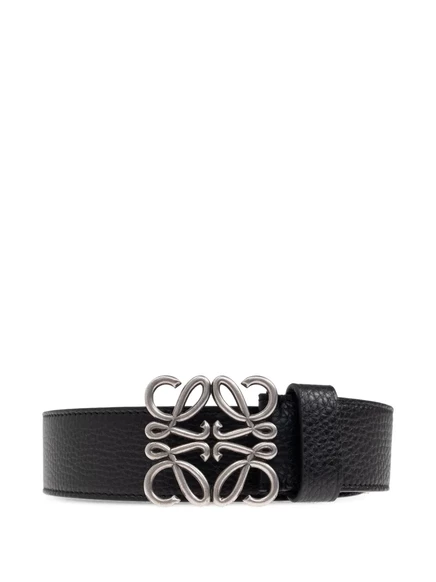 Кожаный ремень с анаграммой-бляшкой LOEWE black
