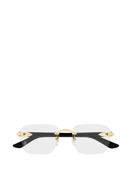 Мужские очки Cartier Eyewear с прямоугольной оправой, золотистые