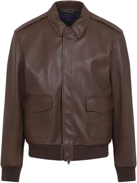 Мужская кожаная куртка Ralph Lauren Purple Label, коричневая