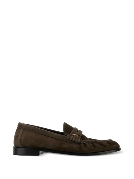 Мужские лоферы Saint Laurent из замши, коричневые