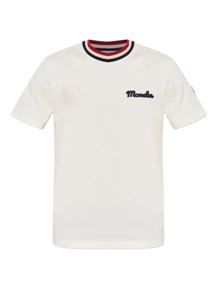 Футболка с вышитым логотипом Moncler white