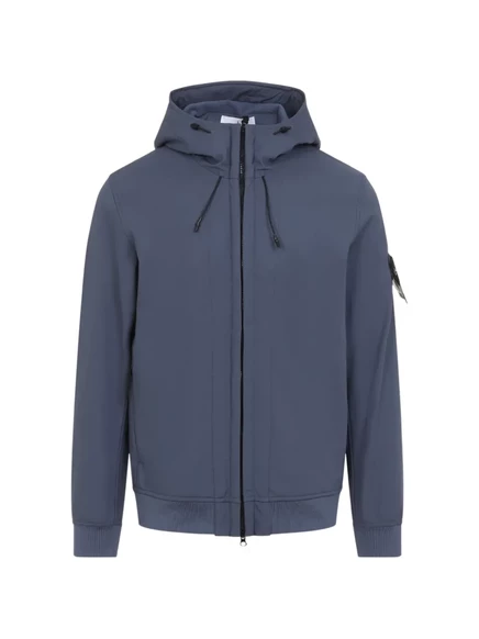Мужская куртка Stone Island с капюшоном, синяя