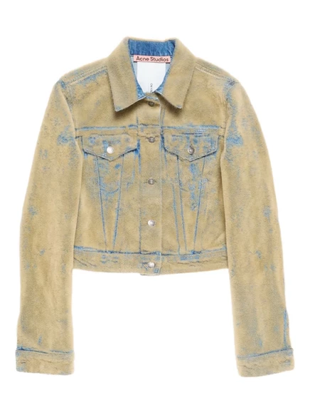 Женская укороченная джинсовая куртка Acne Studios, бежевая