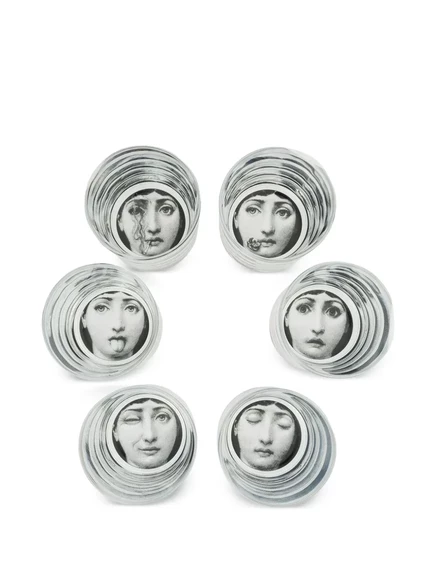 Набор стаканов Fornasetti с принтом лица, 6 шт., белые