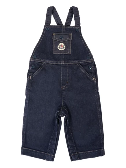 Джинсовые брюки Moncler Enfant с перекрестными ремешками blue