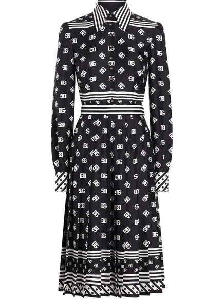 Женское платье Dolce & Gabbana миди с логотипом DNA, черное