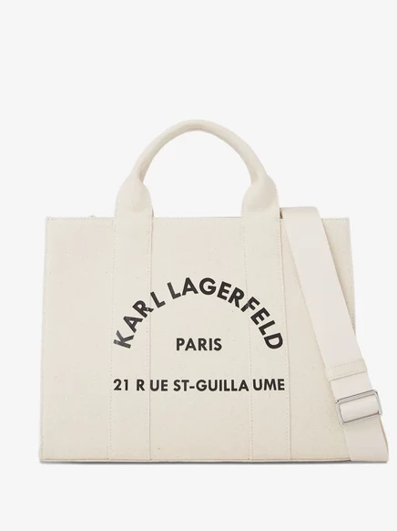 Женская сумка-шопер Karl Lagerfeld с логотипом, бежевая