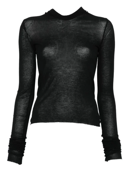 Женский лонгслив Rick Owens в рубчик, черный
