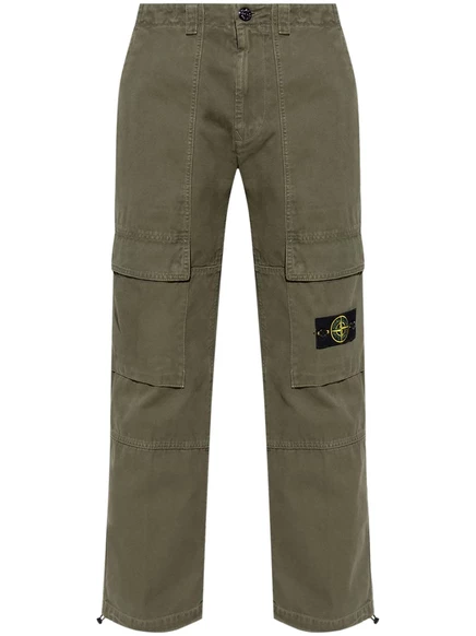 Мужские брюки Stone Island карго из хлопка, зеленые