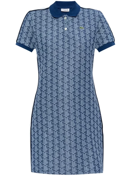 Женское платье-поло Lacoste из монограммного жаккарда, синее