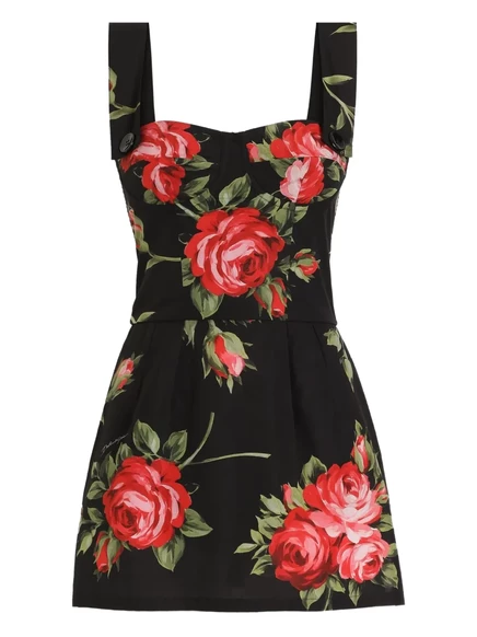 Женское мини-платье Dolce & Gabbana с цветами, черное