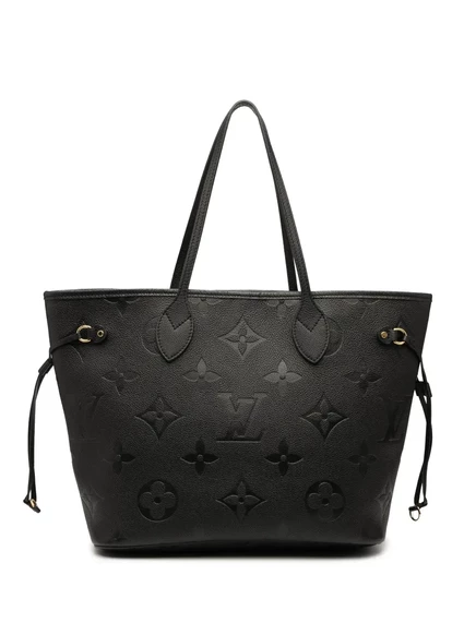 Сумка-тоут Louis Vuitton, бывшая в употреблении в 2021-2025 годах, с монограммой Giant Empreinte Neverfull MM black