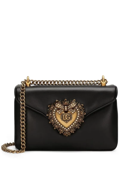 Кожаная сумка Dolce & Gabbana средней длины через плечо из натуральной кожи black