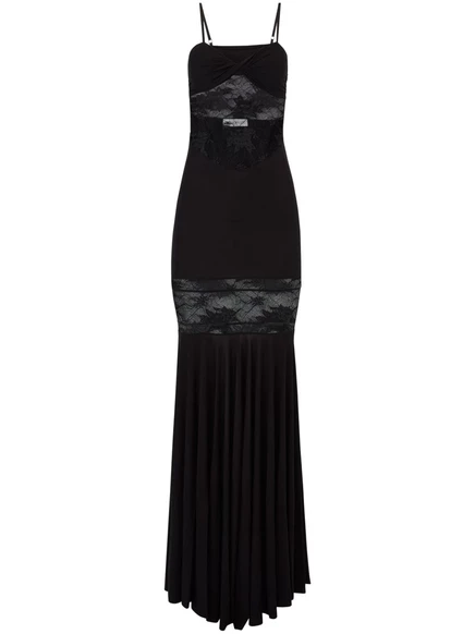 Макси-платье с кружевной отделкой от Nina Ricci black