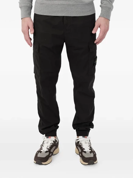 Мужские брюки Stone Island карго с шевроном, черные