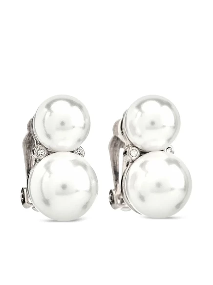 Женские клипсы Kenneth Jay Lane Double Cultura Pearl, серебро