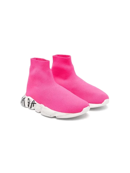 Детские кроссовки Balenciaga Kids Speed Graffiti, розовые