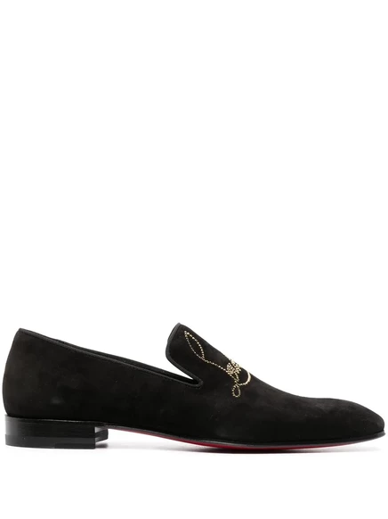 Мужские лоферы Christian Louboutin замшевые, черные