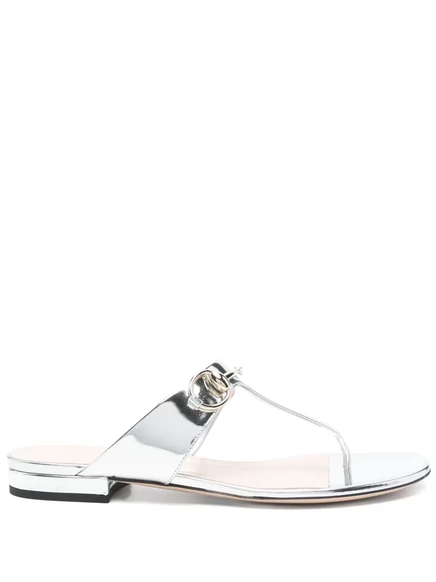 Женские сандалии Gucci Horsebit, серебристые