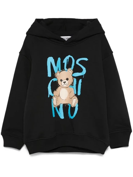Толстовка с капюшоном с принтом плюшевого мишки Moschino Kids black