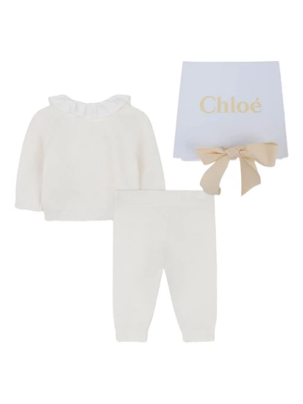 Комплект для девочки Chloé Kids свитшот с рюшами, молочный