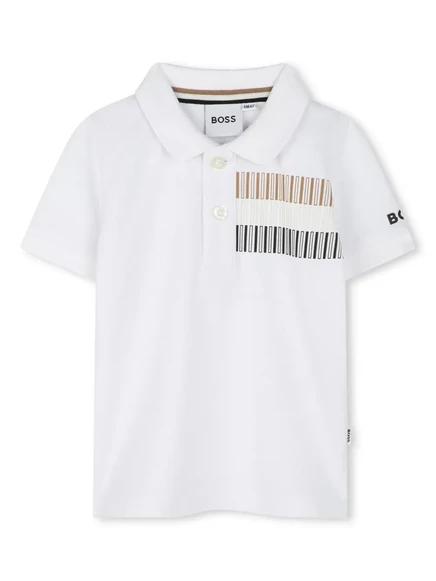 Поло для мальчиков Boss Kidswear с логотипом, белое