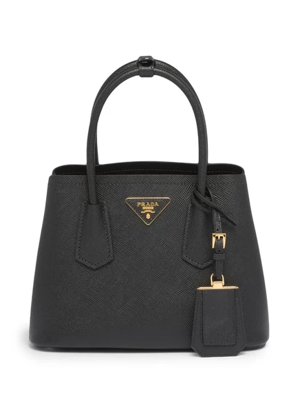 Двойная сумка-тоут из сафьяновой кожи Prada black