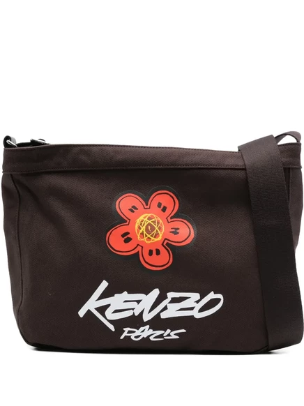 Мужская плечевая сумка Kenzo с принтом, коричневая