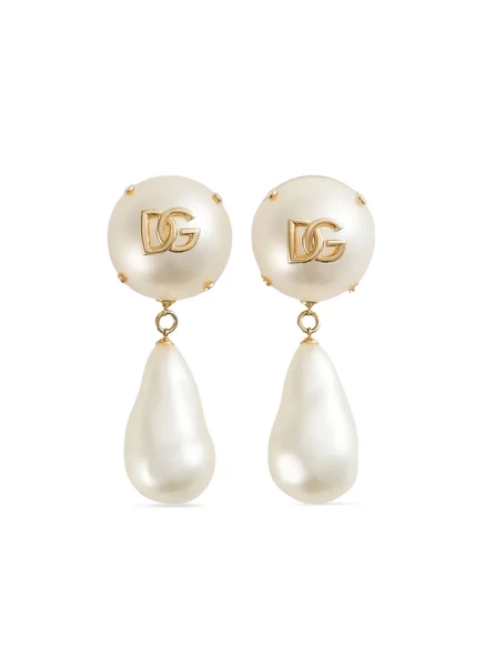 Женские клипсы Dolce & Gabbana DG с жемчугом, золотистые
