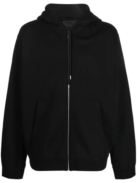 Толстовка с капюшоном из нейлона с логотипом Prada Re-Nylon black