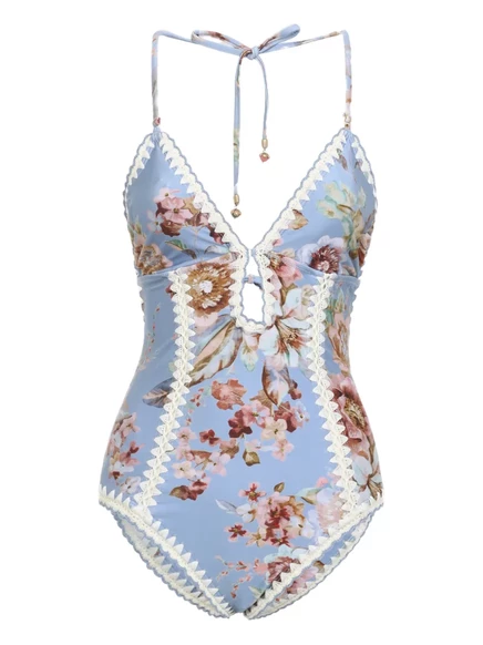 Женский слитный купальник Zimmermann Awaken, синий