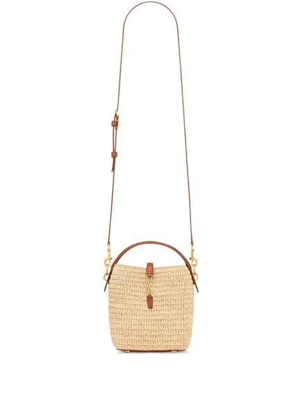 Сумка-мешок из рафии Saint Laurent mini LE 37 neutrals