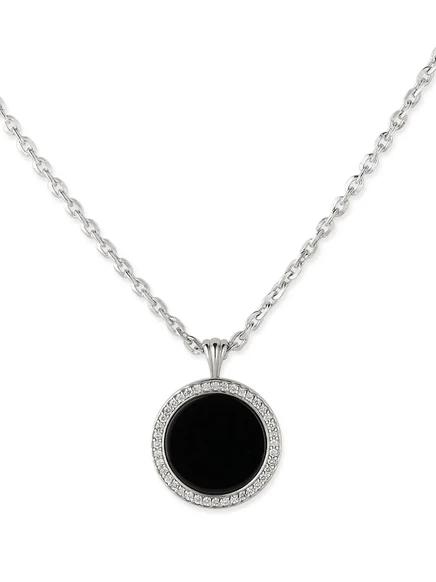 Колье-подвеска Emanuele Bicocchi Onyx Amulet с черным бриллиантом, серебристое