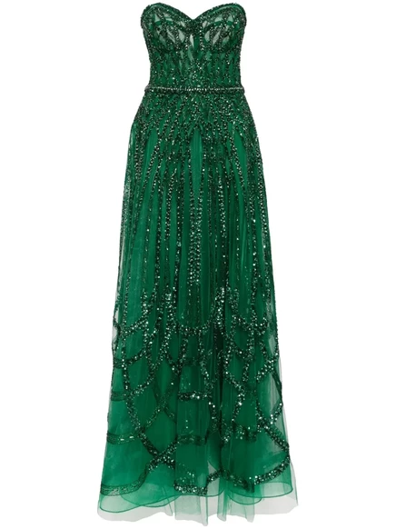 Женское корсетное платье Zuhair Murad с бисером, зеленое