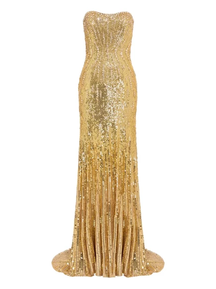 Макси-платье без бретелек Jenny Packham Sarai, украшенное блестками gold