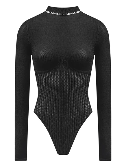 Женское боди Manière De Voir с цепочкой, чёрное