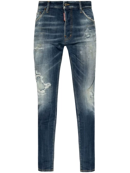 Мужские джинсы DSquared2 slim рваные, синие