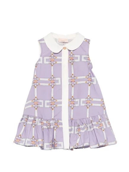 Комплект из шаровар и платья с оборками Elisabetta Franchi La Mia Bambina фиолетового цвета