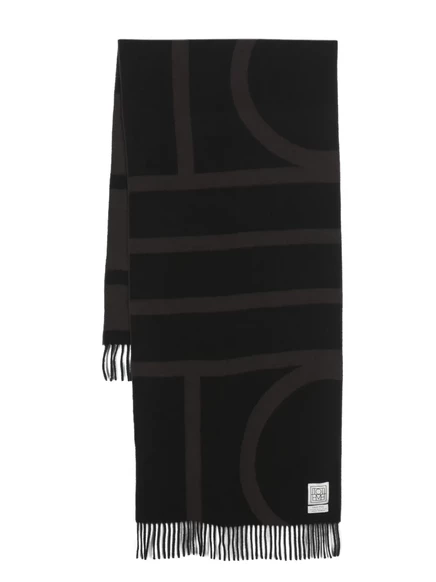 Женский шарф Toteme Monogram жаккардовый из шерсти, черный